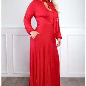 Paper Doll Plus Size Tie-Neck Dress (Blue)